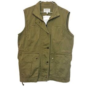Current Elliott 100% Cotton Collared An Easy Military Vest Army Green Size 2